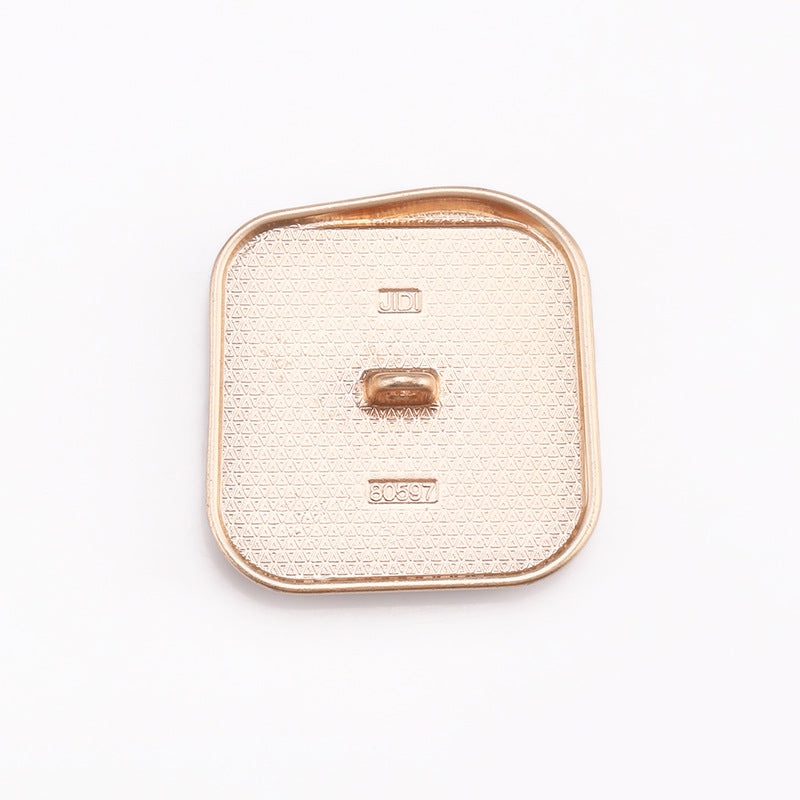 Cream marble square button back with engraved pattern, gold metal frame