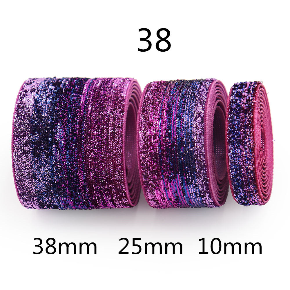 10/25/38mm gradient chenille sparkle ribbon, style 38; purple/magenta to navy