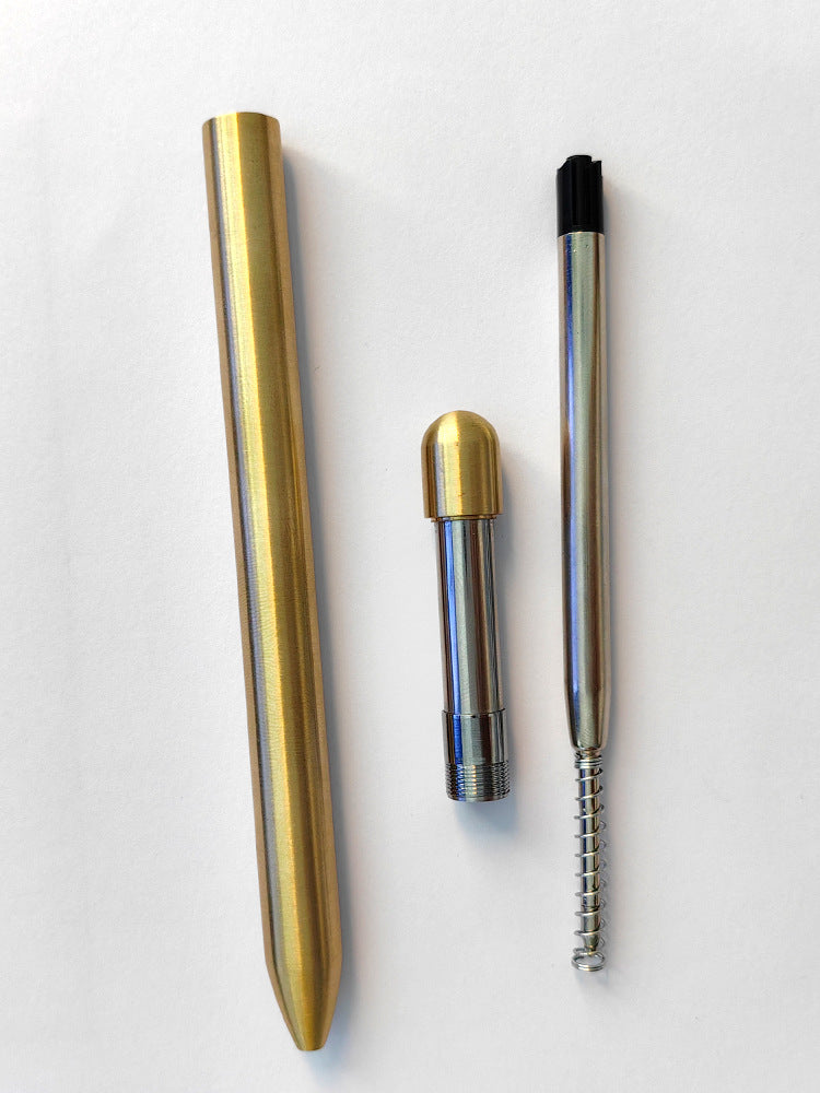 2pcs Solid Brass Mini Ballpoint Pen Metal Pocket Pen with Extra Refill