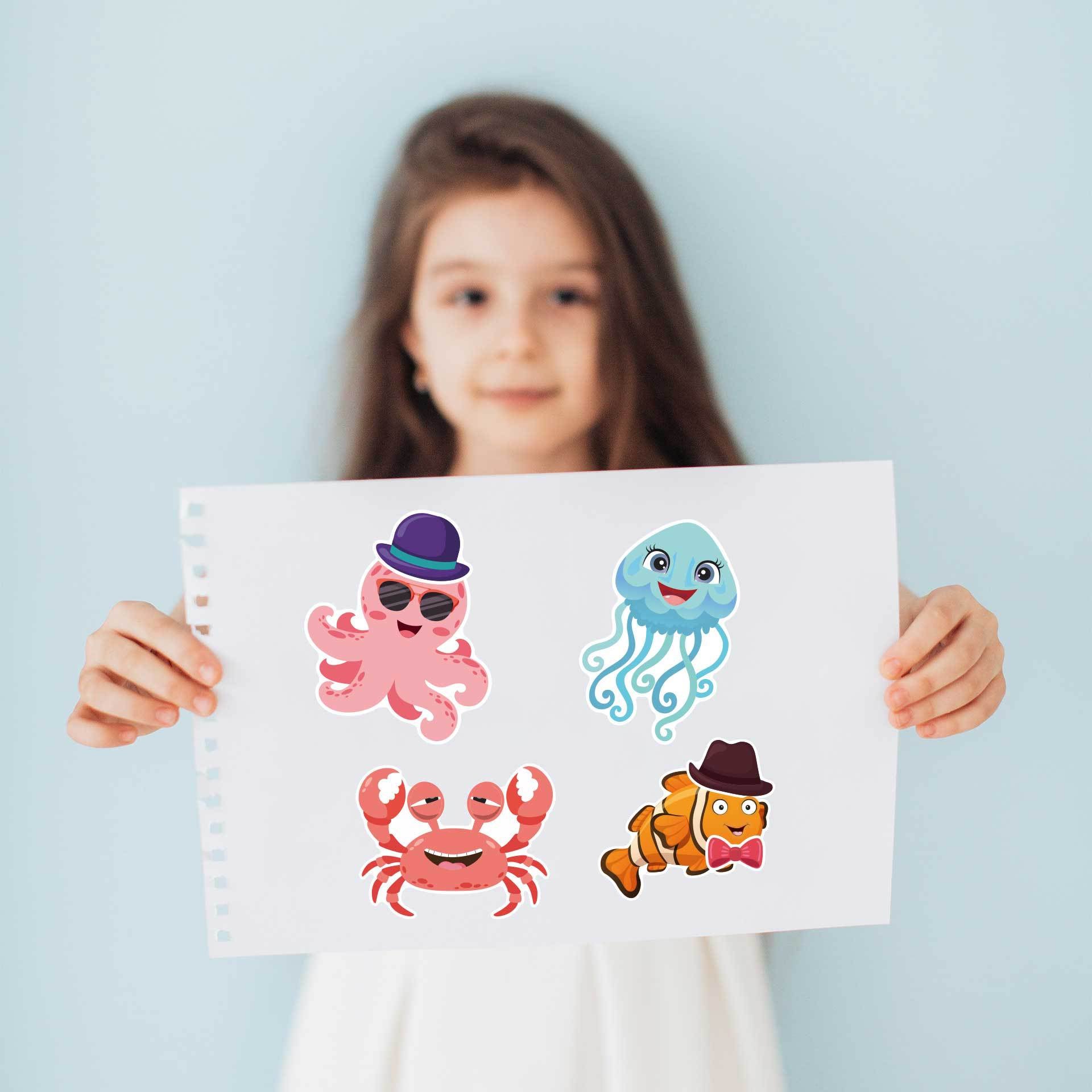 32 Sheets Sea Animals Make Your Own Stickers for Kids - TTpen