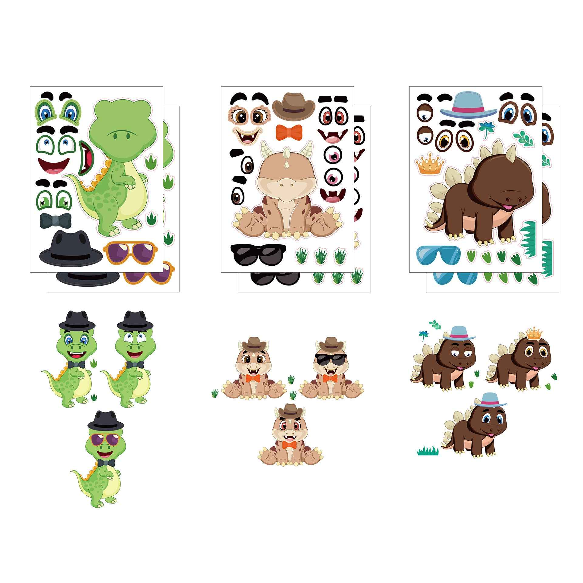 Make a Face Dinosaur DIY Stickers for Kids 24 Sheets