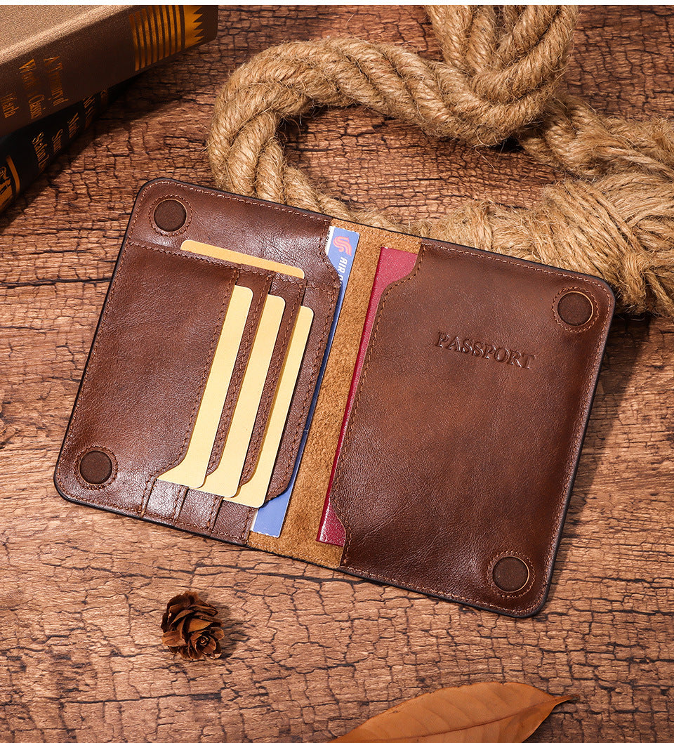 Top Grain Leather Passport Holder Travel Document Wallet