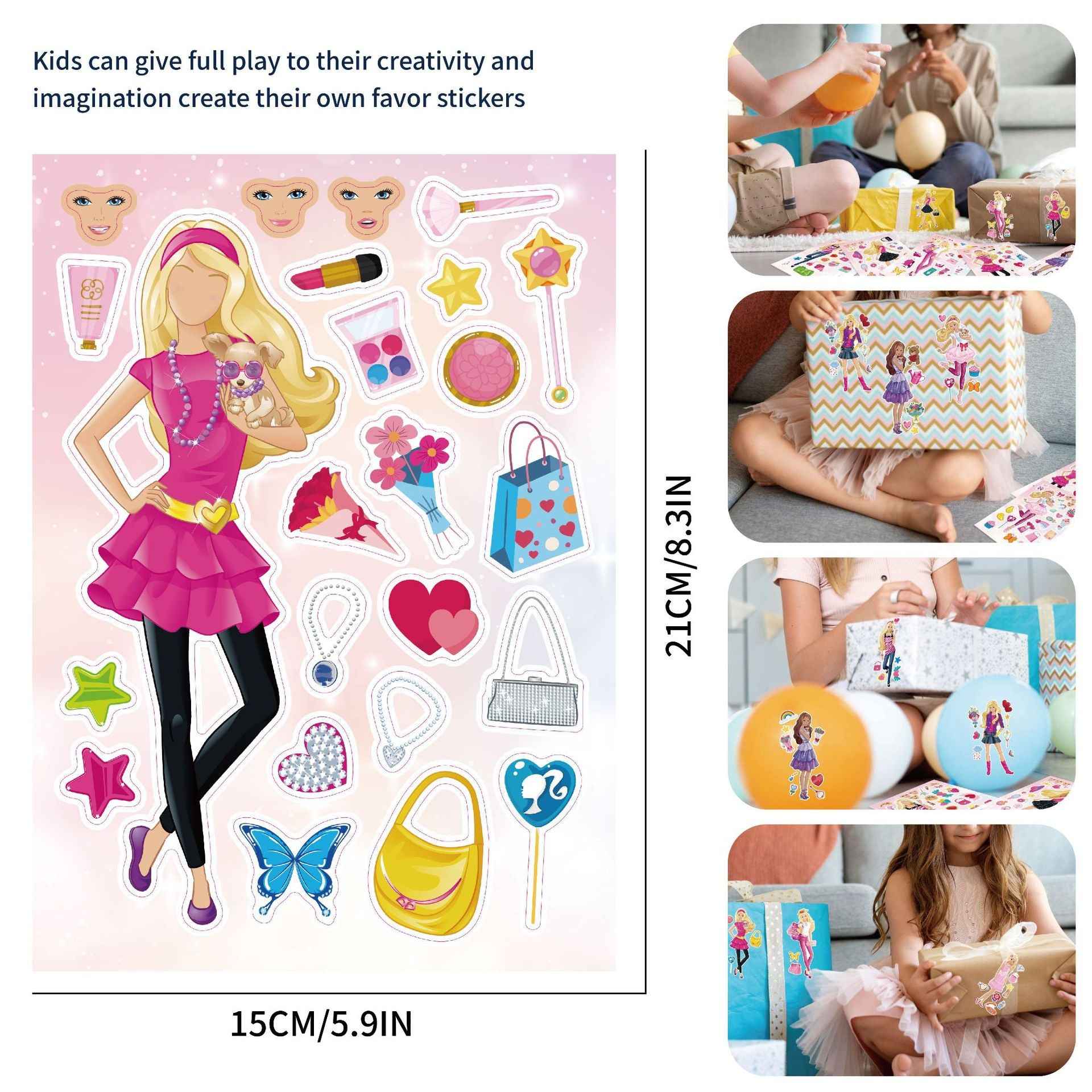 Make a Face Fashion Girls Stickers for Kids 24 Sheets