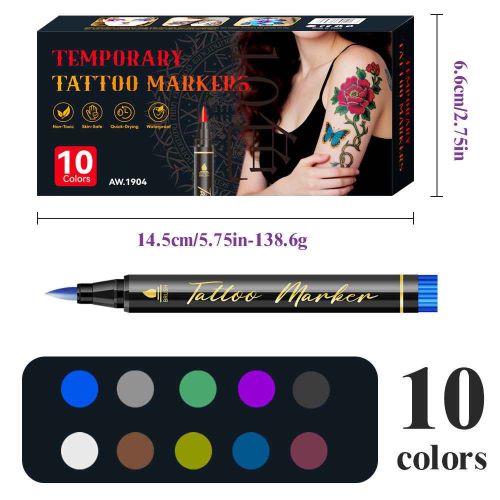 10/12/18/24 Colors Temporary Tattoo Markers Set