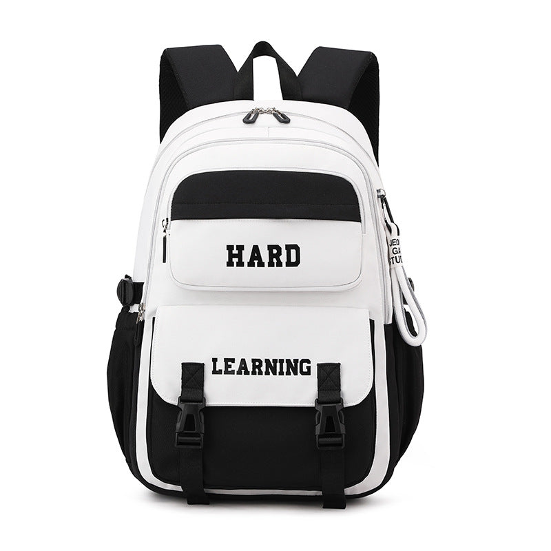 College Backpack for Women – Large Capacity Oxford Fabric Laptop Bag Black White