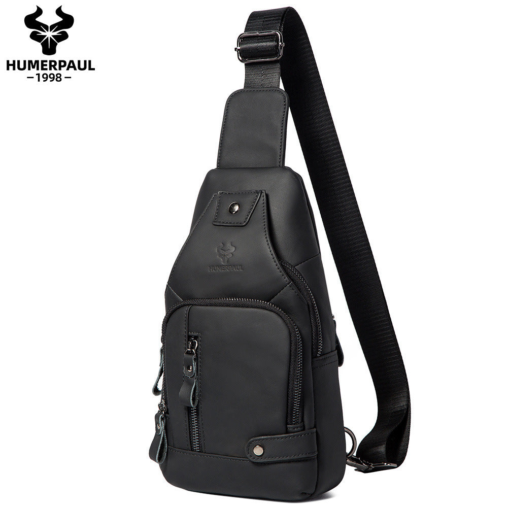 Men's Genuine Leather Chest Bag Full Grain Cowhide Sling