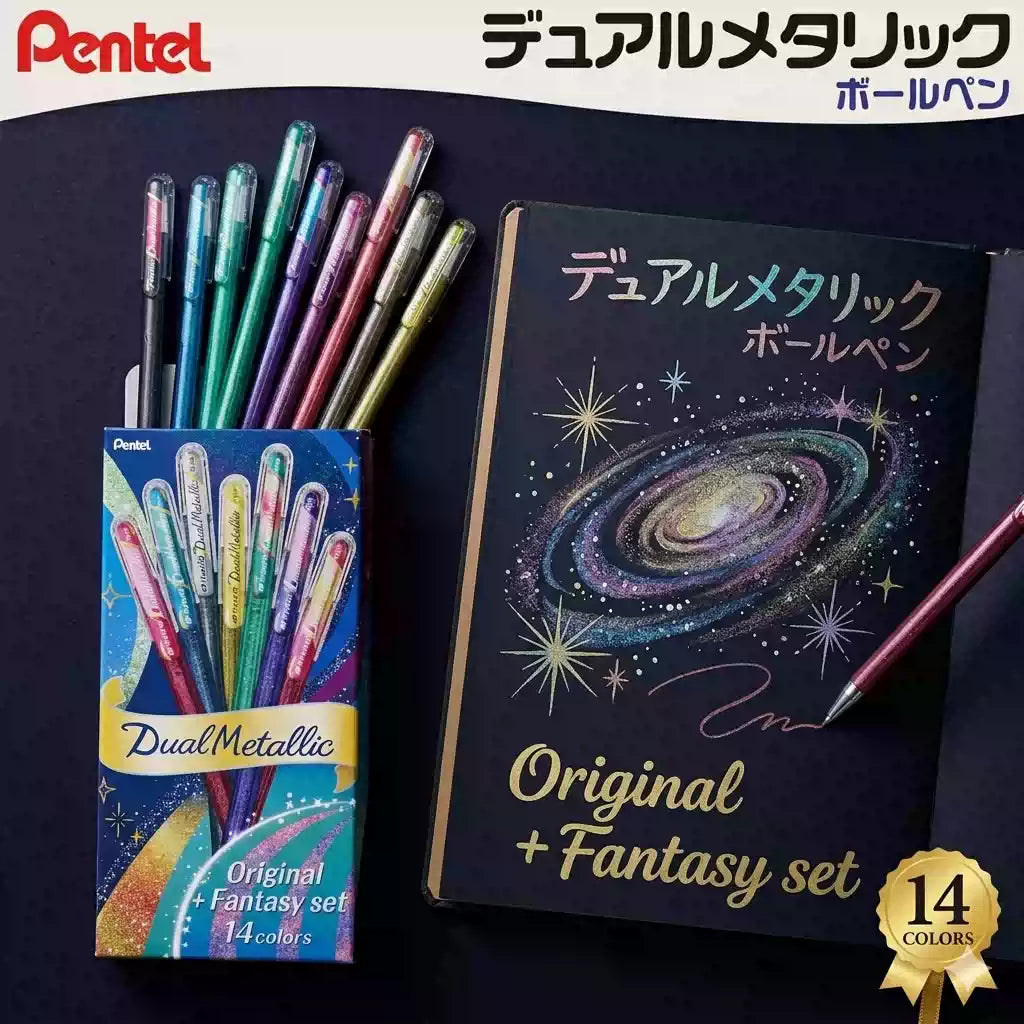 Pentel Hybrid Dual Metallic Gel Pens 1.0mm | 14-Color Glitter