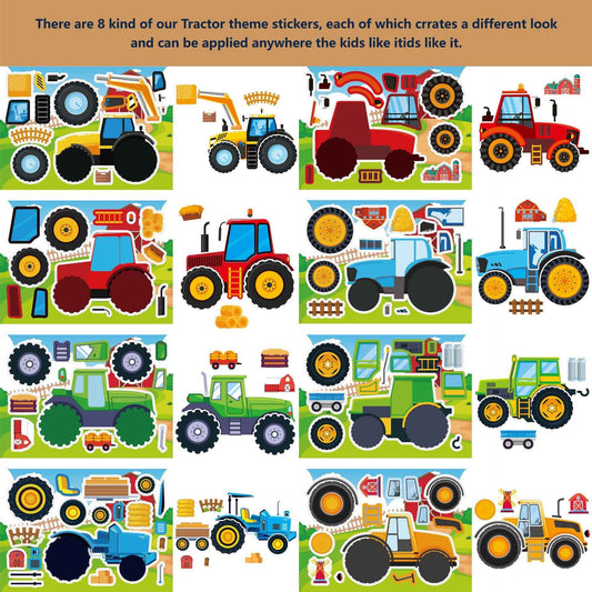Make a Face Farm Tractors Stickers for Kids 24 Sheets