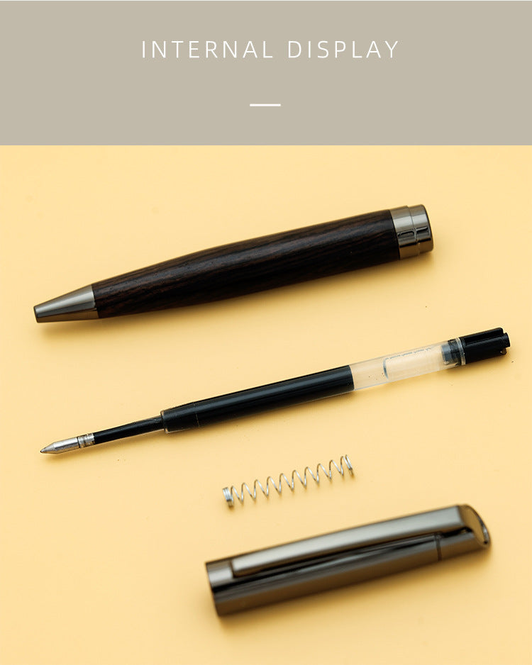 Natural Wood & Black Titanium Rollerball Pen 10-Pack