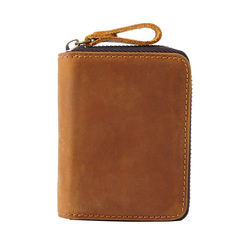 Leather Accordion Card Holder Wallet RFID Blocking Brown
