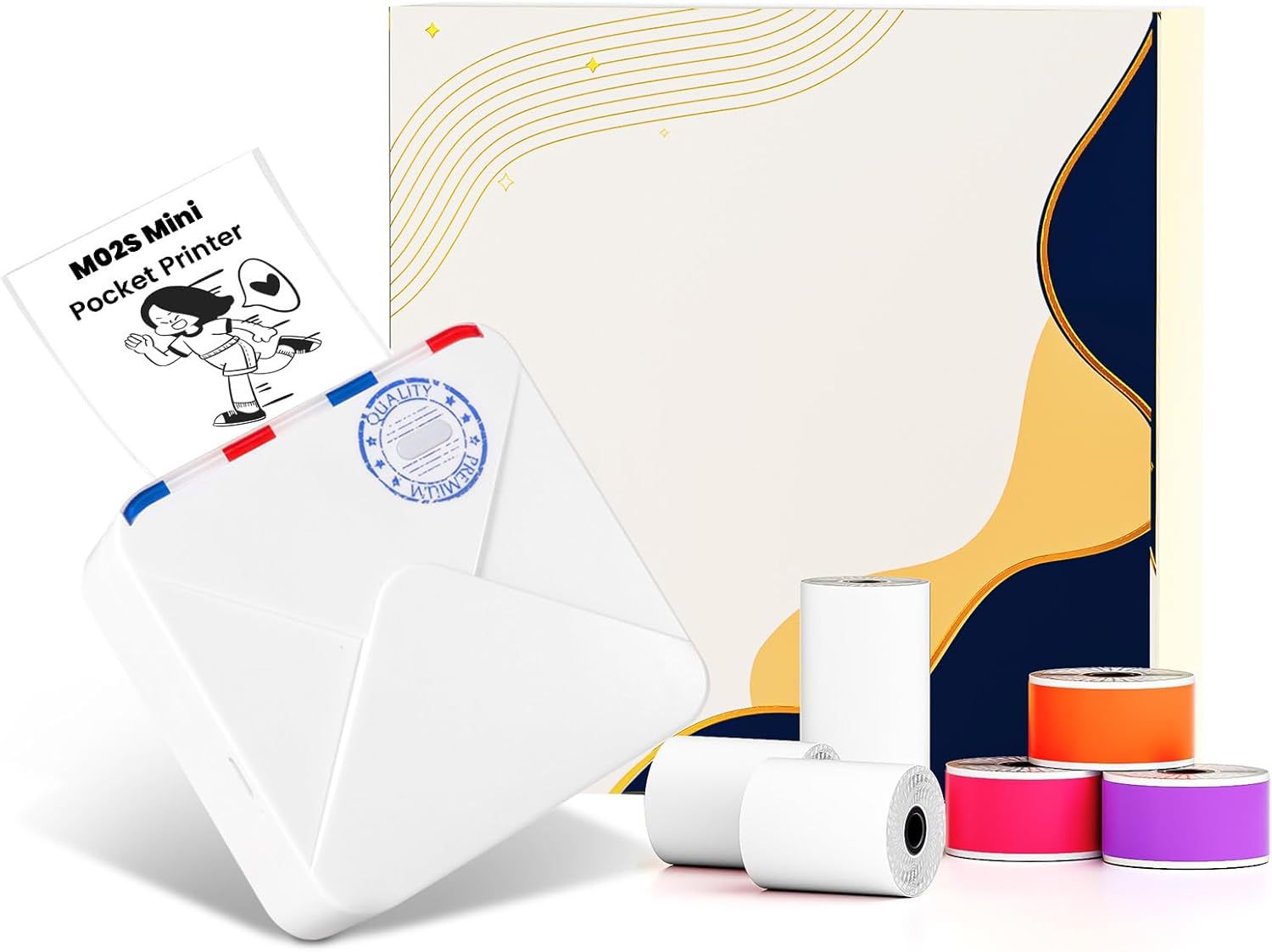 Phomemo M02S HD Bluetooth Thermal Photo Printer with 6 Roll Paper