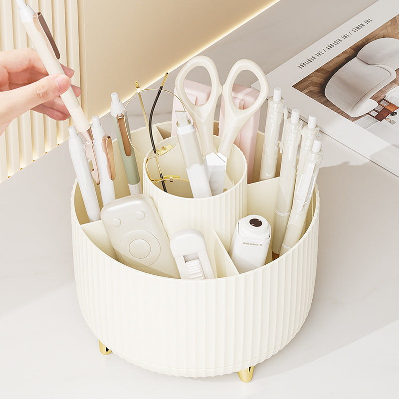 360 Degree Rotating Desk Organizer 5 Slots Pen Pencil Holder