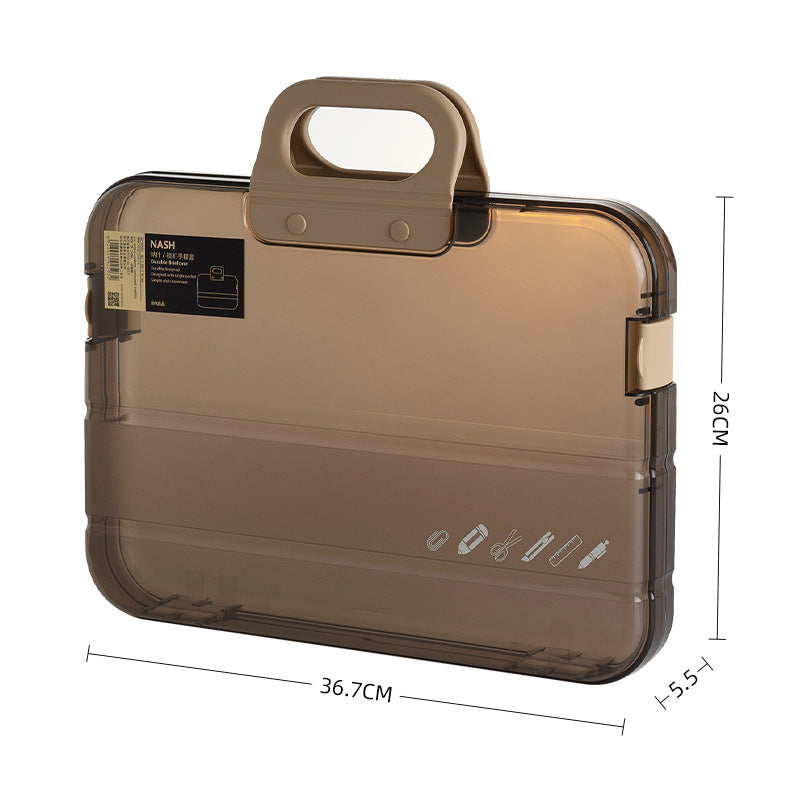 Portable Plastic Transparent A4 File Folder Box Case