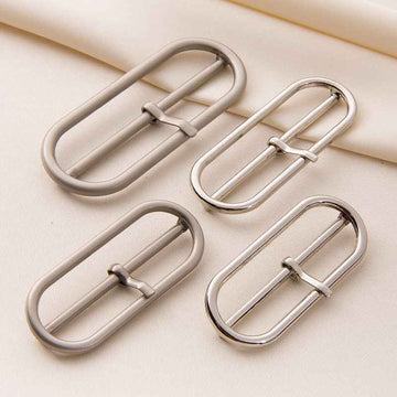 Oval center bar belt buckle clasps, adjustable metal, set of four