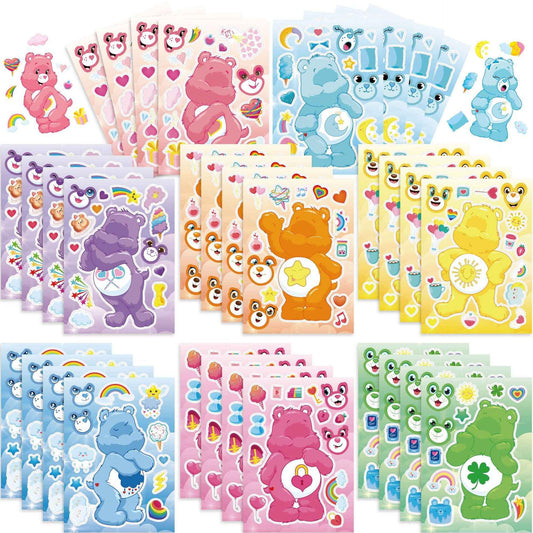 Make a Face Cartoon Care Bears Stickers for Kids 24 Sheets