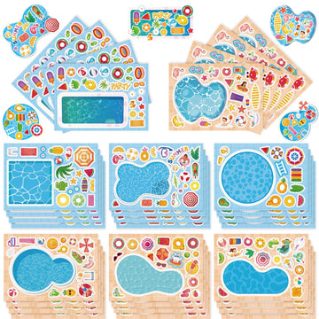 Tee kasvopiirros kesäuima-altaan tarroja lapsille 24 arkkia