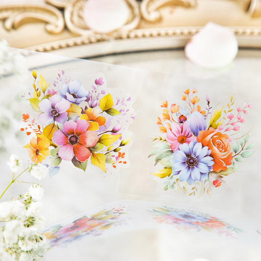 8-delige zonnebloem- en rozenbloemen PET washi tape set voor journaling DIY