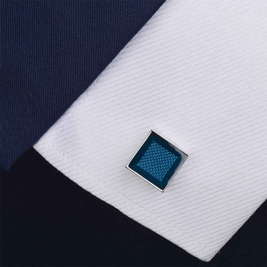 Square Transparent Blue Resin Cufflinks
