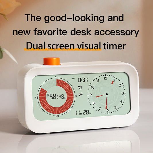 Dual Screen Desktop Alarm Clock with 60-Minute Digital Countdown Timer