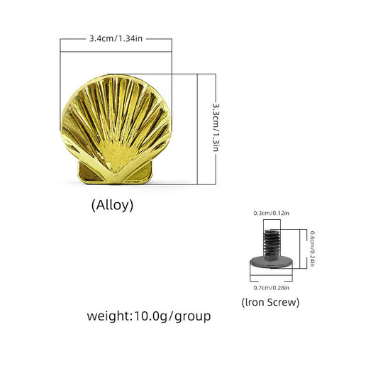 Shell Screw Rivets - 33x34mm Coastal Leather Studs (12-Pack) Gold