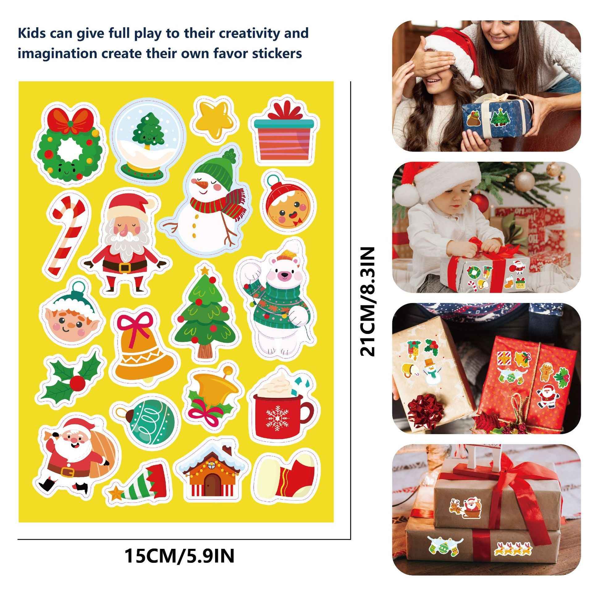 Make a Face Christmas Snowman Reindeer Stickers for Kids 24 Sheets
