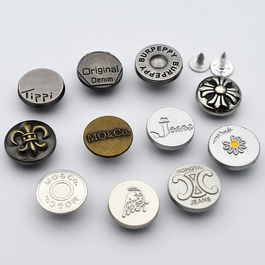 Hollow Round Metal Shank Stud Buttons for Denim Clothing 21 Pack