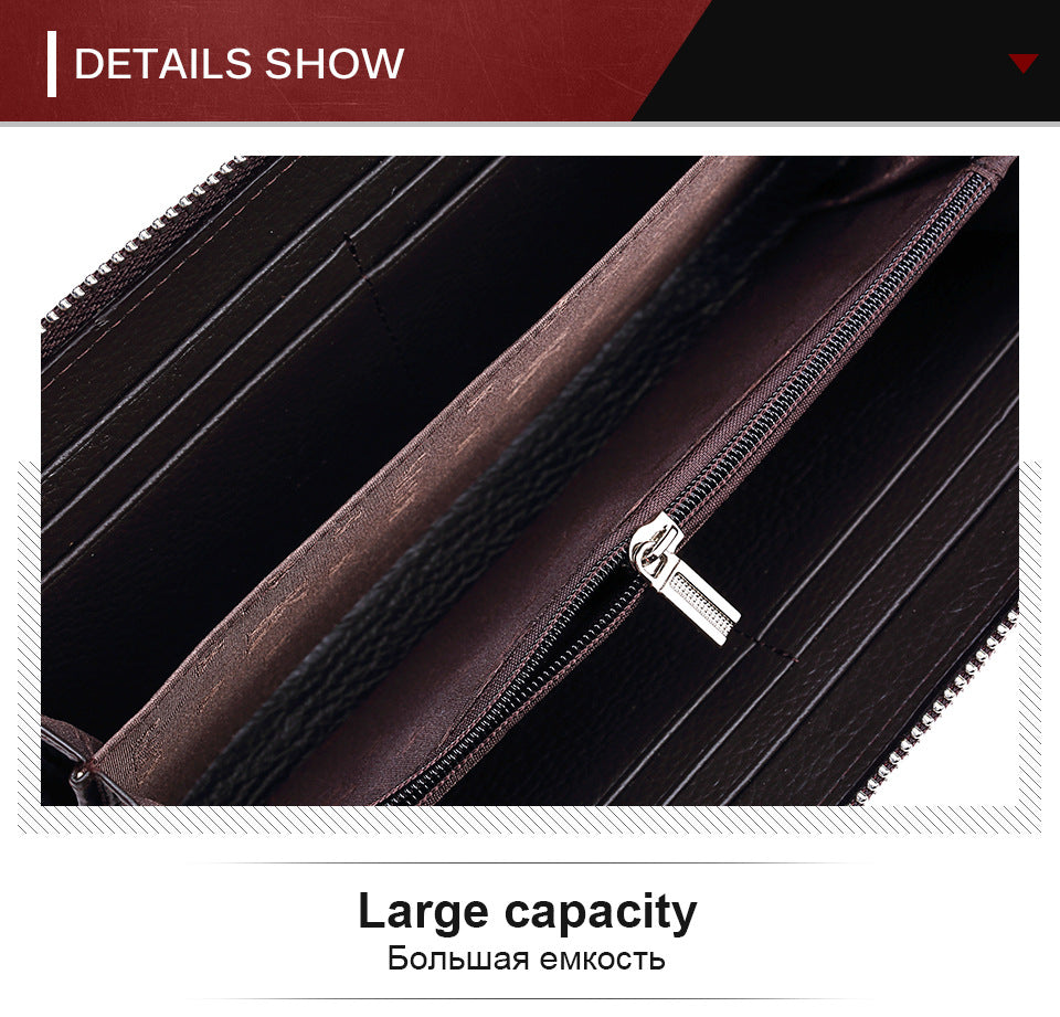 Vintage Men's Wallet,Long Genuine Leather Clutch