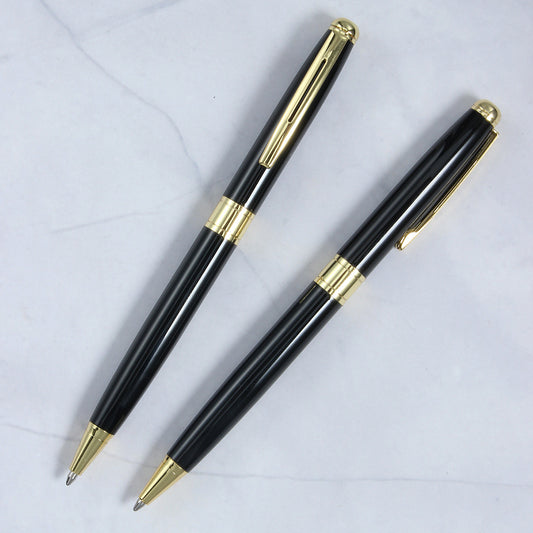 Full Metal Twist Ballpoint Pen | 1.0mm | Black & Blue Ink | 4-Pack Black Gold