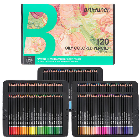 Lápis de Cor à Base de Óleo BRUTFUNER H900, Corpo Preto, 72 / 120 / 180 Cores