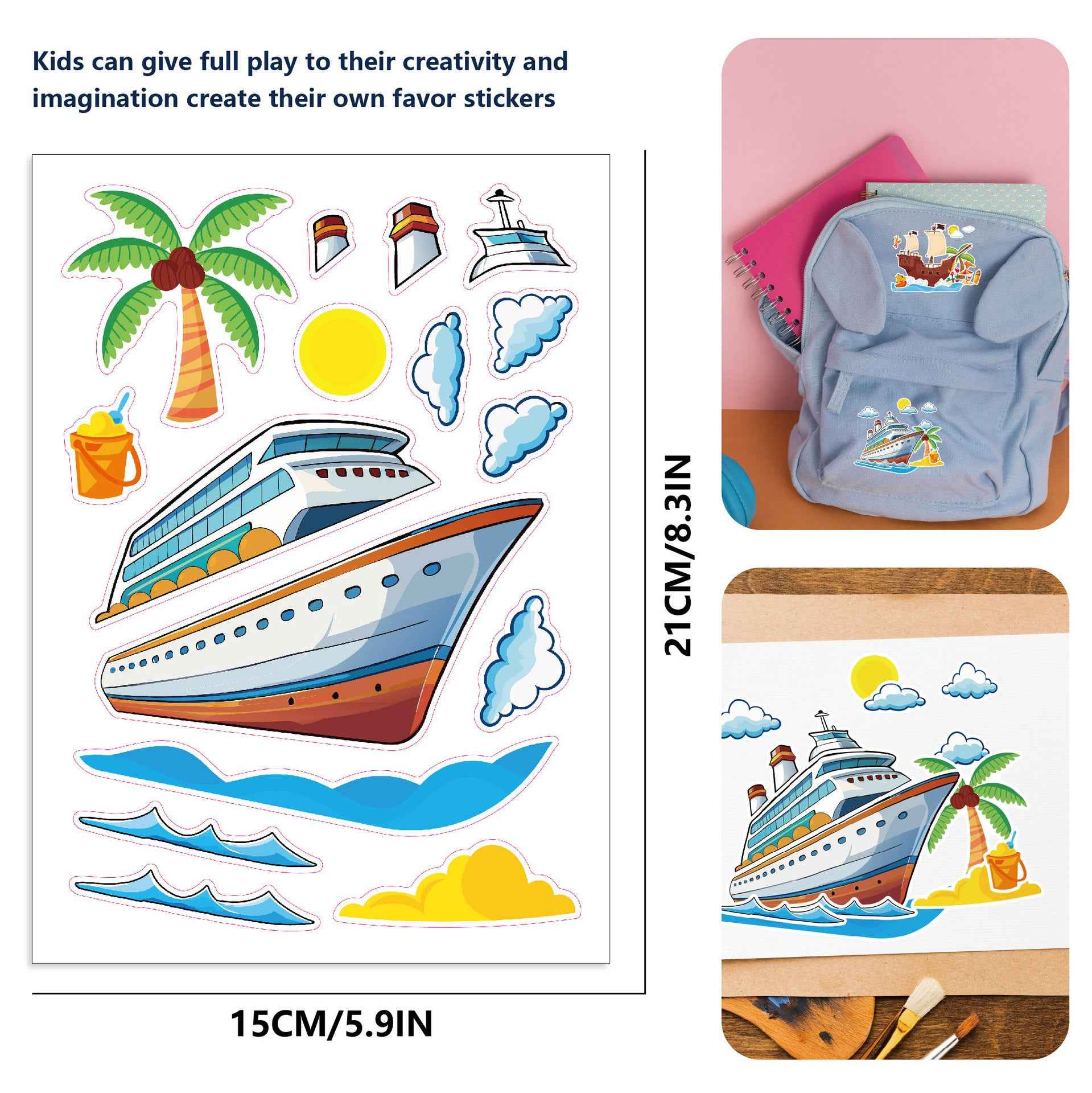Make a Face Ship Yacht Stickers for Kids 24 Sheets