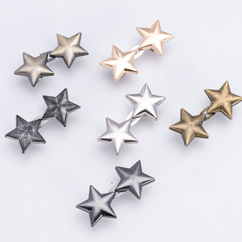 12 star stud buttons set, no-sew snap-on closures with star tops