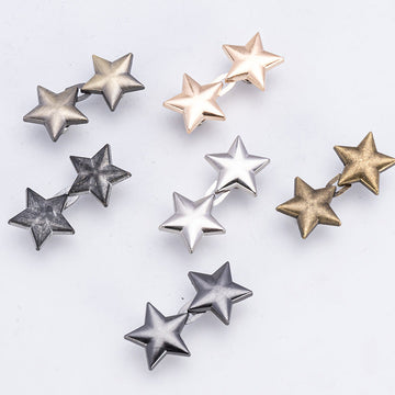 12 star stud buttons set, no-sew snap-on closures with star tops