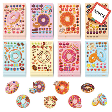 32 Sheets Donuts Make Your Own Stickers for Kids - TTpen