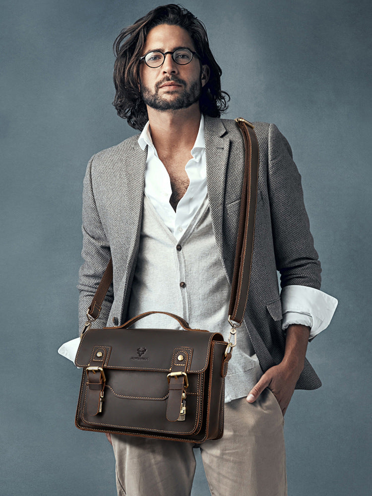 Men's Genuine Leather Crossbody Bag Shoulder Sling Bag