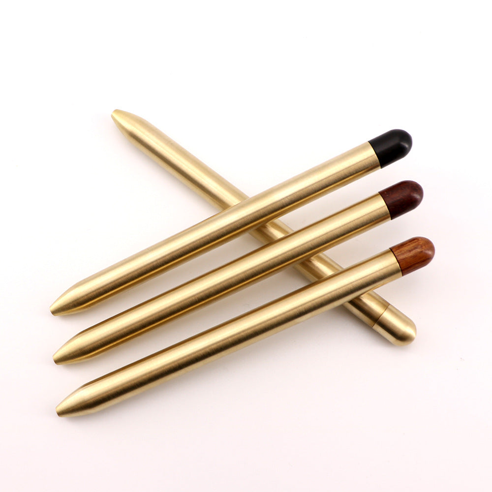 2pcs Solid Brass Mini Ballpoint Pen Metal Pocket Pen with Extra Refill