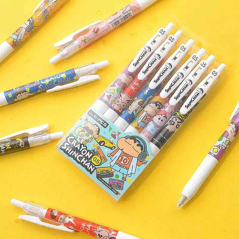 KOOKEI Crayon Shin-Chan Gel Pen 6-Pack 0.5mm Black