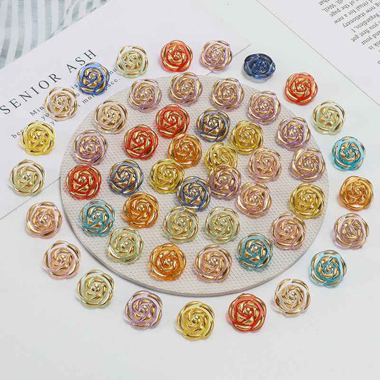 12.5mm Acrylic Candy Color Rose Buttons for Kids' Sweaters 100 Pack