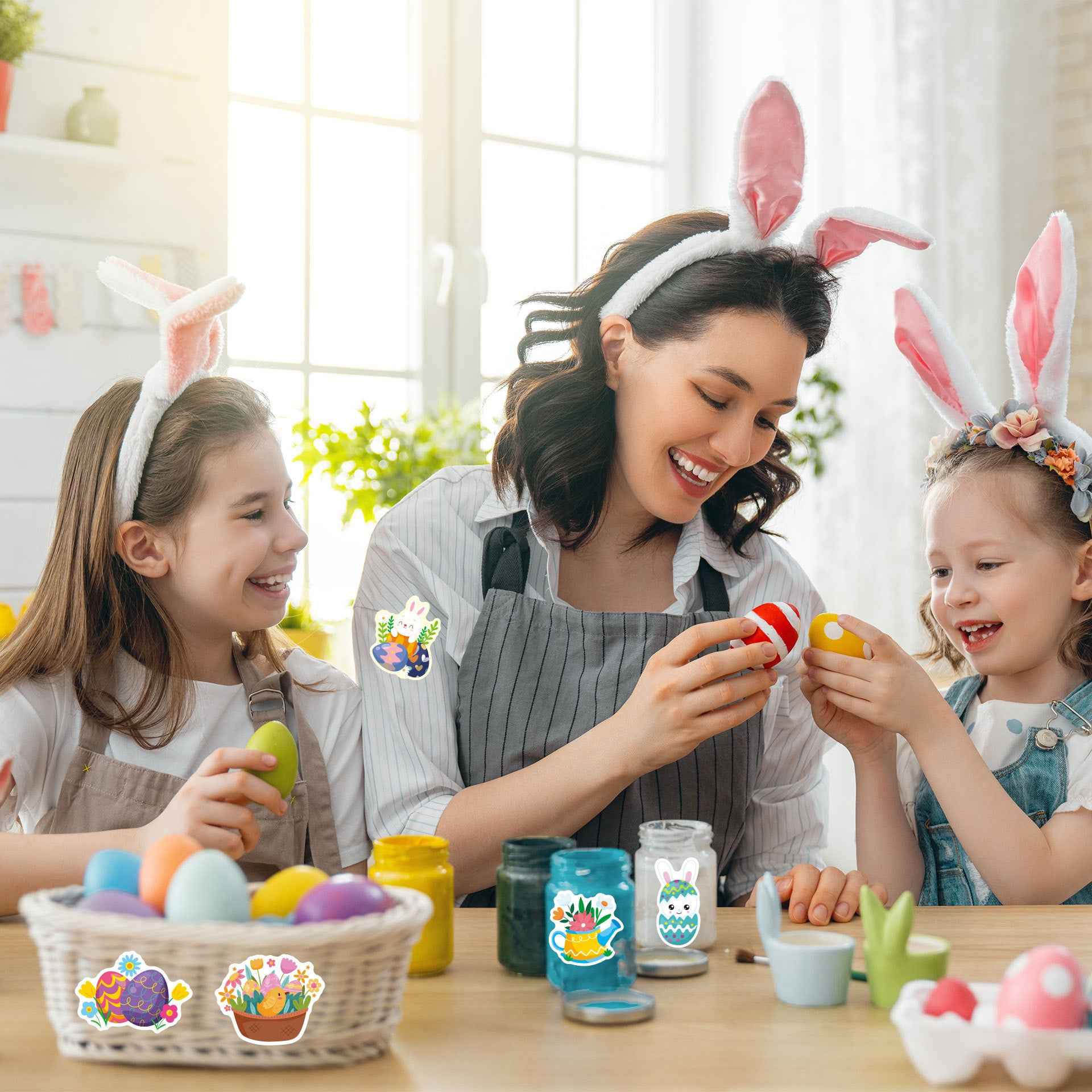 Make a Face Cartoon Happy Easter Stickers for Kids 24 Sheets