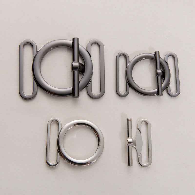 30/40 mm Metall-Gürtelverschluss-Knöpfe in Gunmetal, Rundring mit Riegelstift