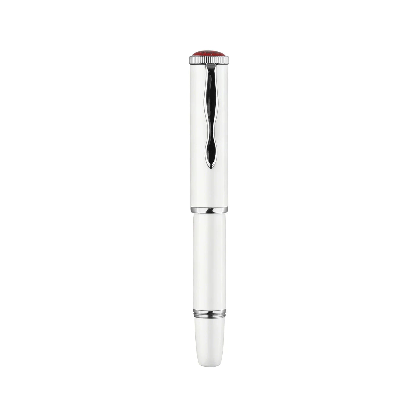 MAJOHN RS2 Short Pocket Fountain Pen — Metal Lacquer Finish, 100mm Travel Pen White