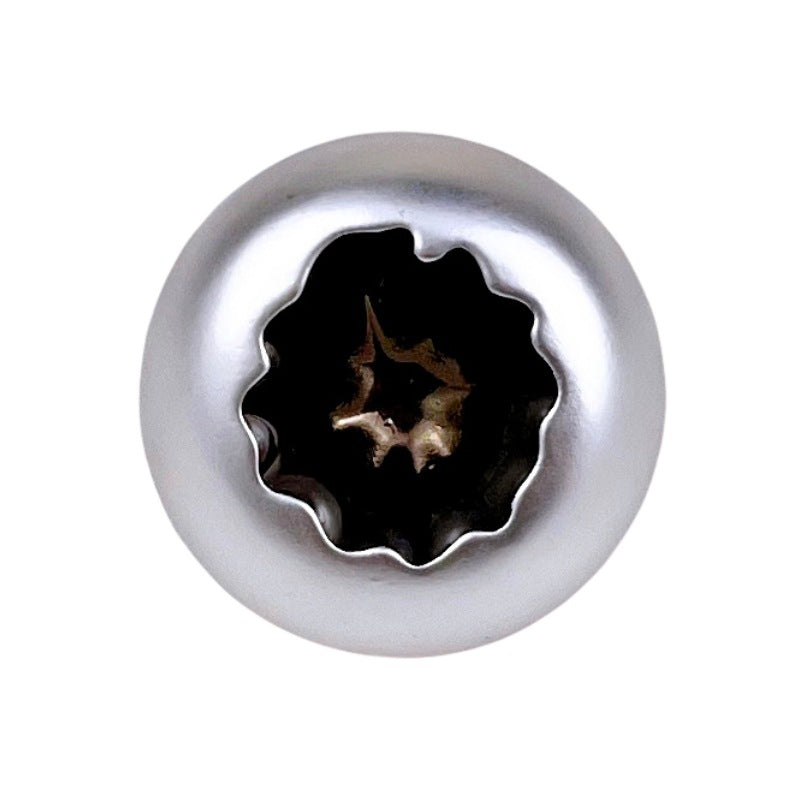 Silberfarbener Vintage Resin-Metalknopf, 18/23 mm, rund, Rückseite mit Sternmuster