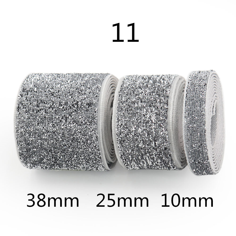 Style 11 Glitzer-Gradient Chenille-Ribbon silber, Rollen 38mm/25mm/10mm