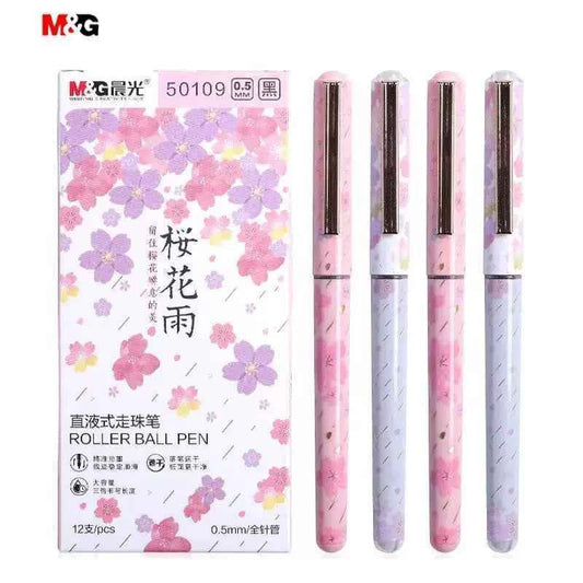 M&G Sakura Rain Series Liquid Ink Rollerball Pen 0.5mm,12 Pack