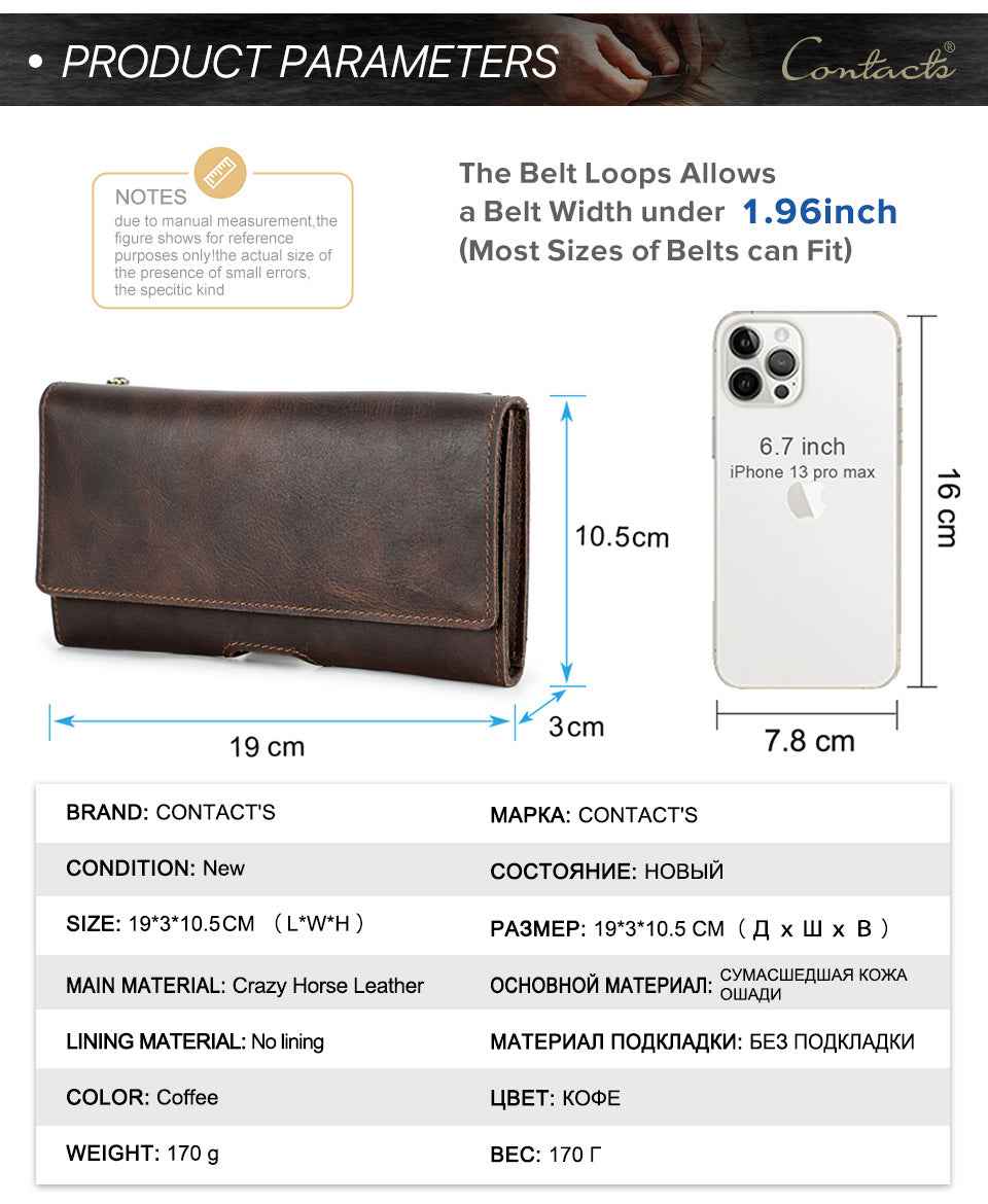 Contacts Family Phone Holster – Leather Belt Case for 6.7" Phones