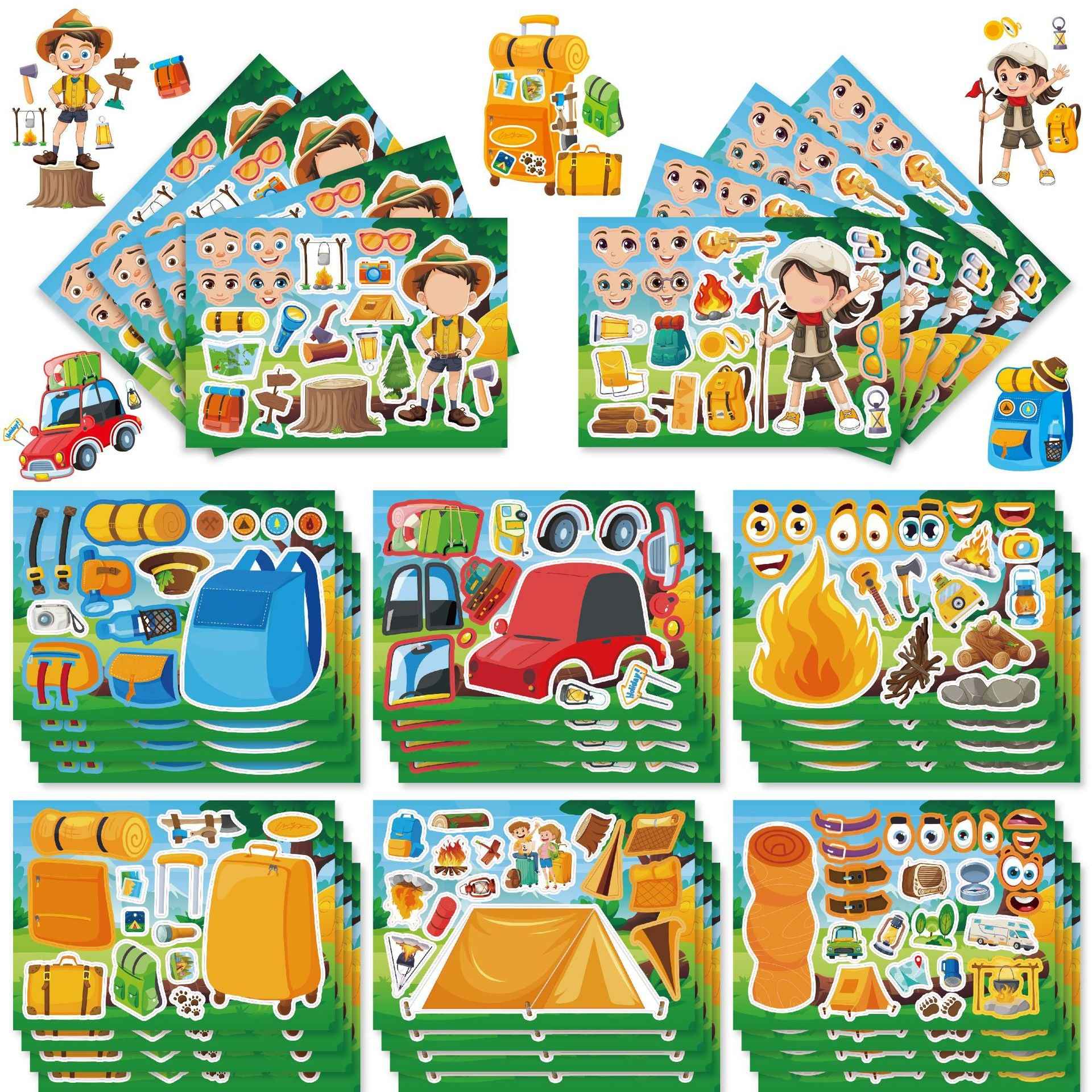 Make a Face Spring Camping DIY Stickers for Kids 24 Sheets