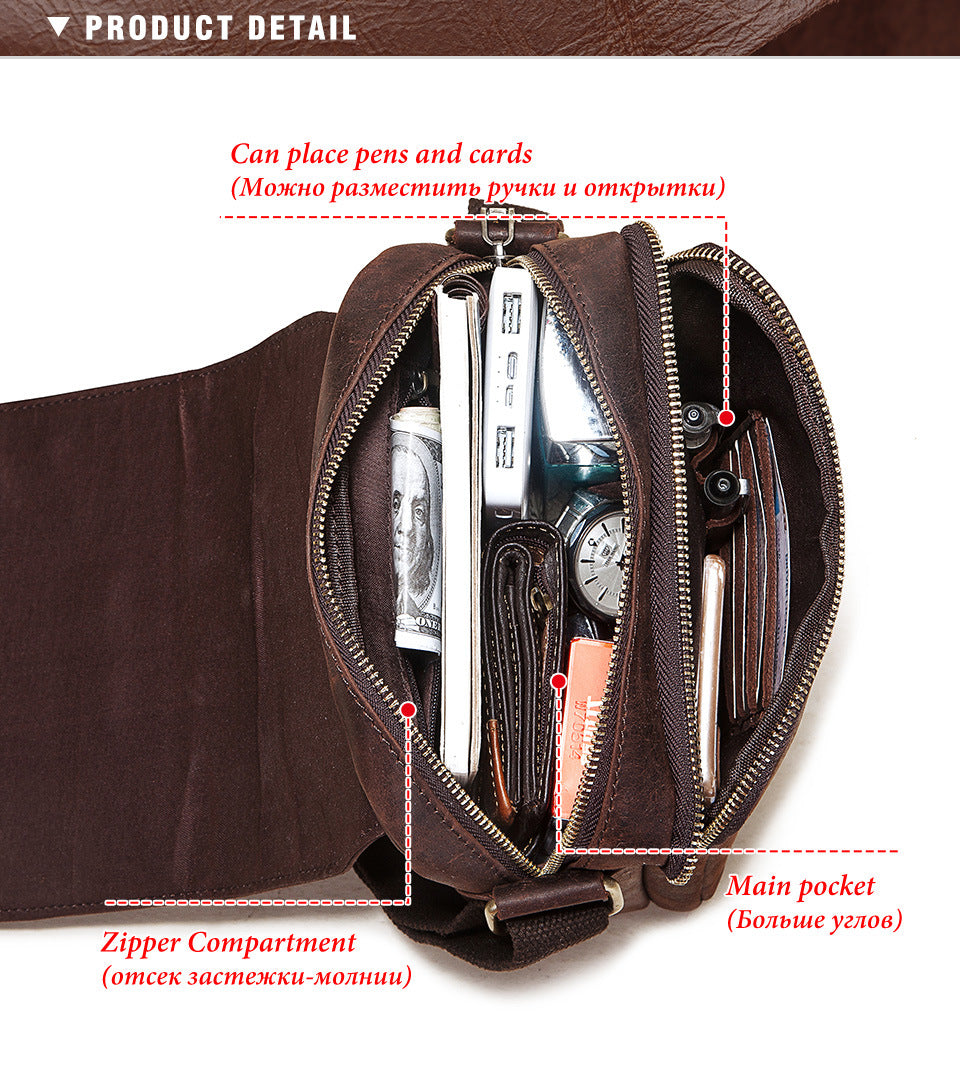 Brown Genuine Leather Men's Shoulder Bag
