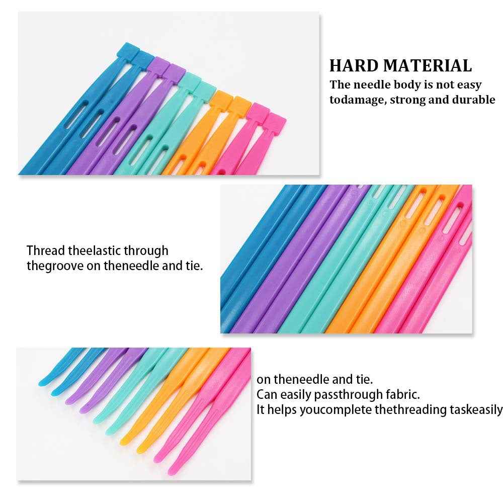 Five colorful sewing needle tools with grooved needle bodies and plastic tabs
