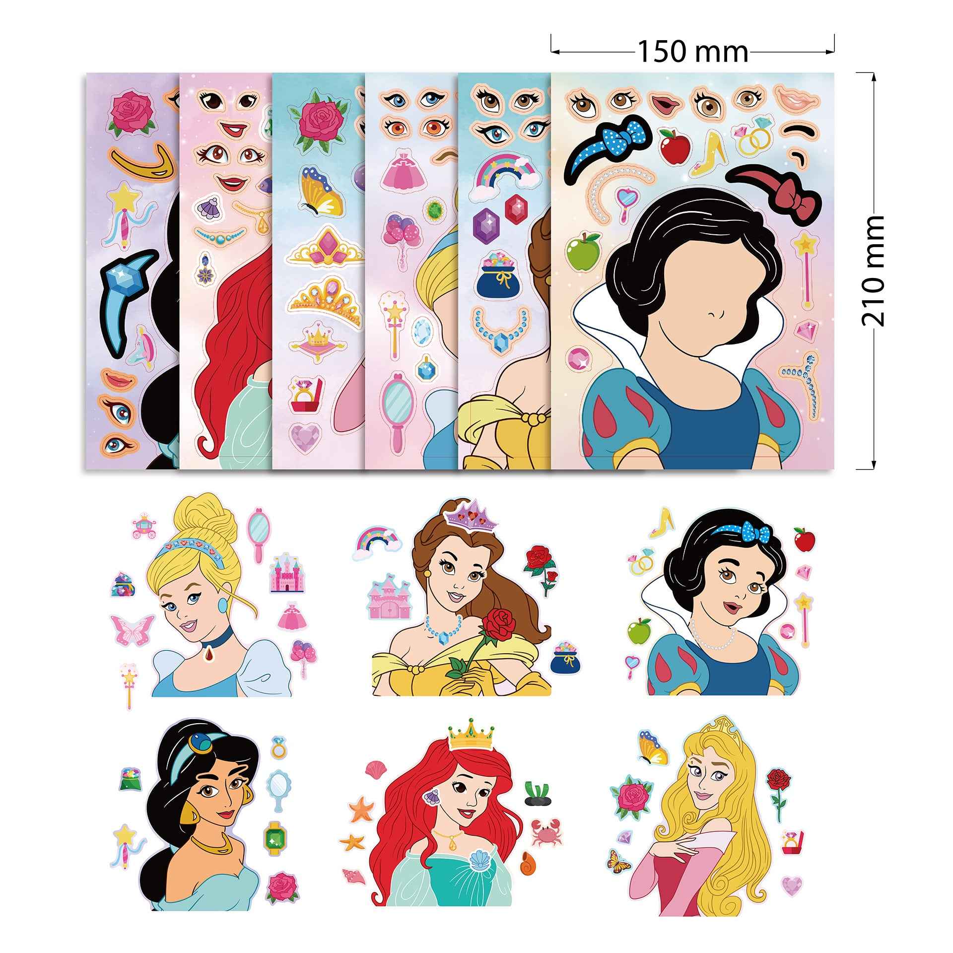 Make a Face Princess Stickers for Kids 24 Sheets