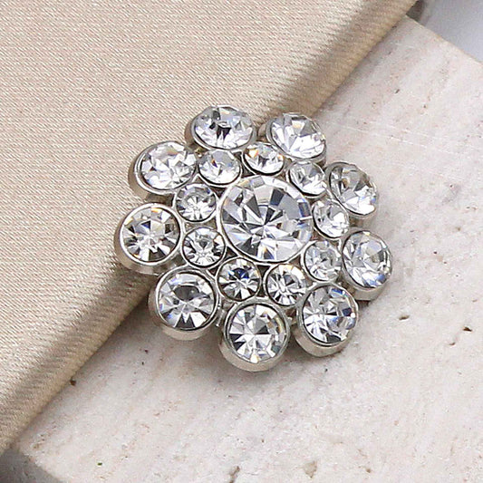 Runde Strass-Metallkammknöpfe, dichtes offenes Cluster (Style 2), silberfarben