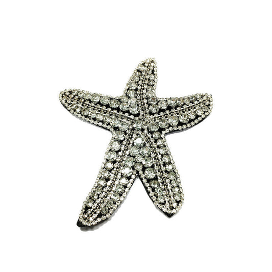 4 Colored Beaded Starfish Embroidered Patches
